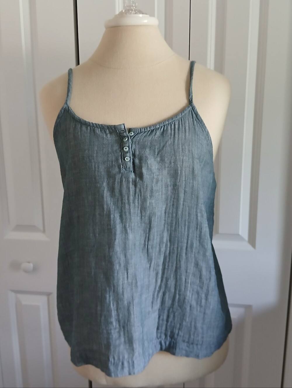 New With Tags Soma 100% Cotton Gauze Cami Dark Sea Crossdye Blue Large - Picture 1 of 8